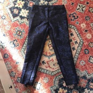 Burberry prorsum navy blue silk jacquard trousers size 40 Italian
